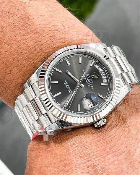 rolex day date with leather|rolex day date 40mm price.